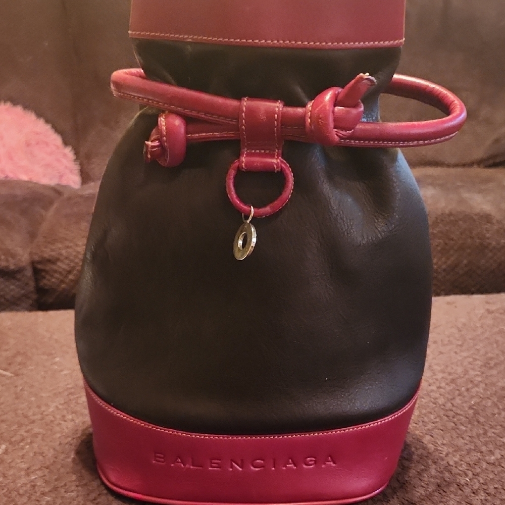 Balenciaga Red and Black Backpack with Sleek Design